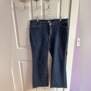 J.Jill women’s 16 petite dark wash denim jeans. Barely boot cut, mid rise.